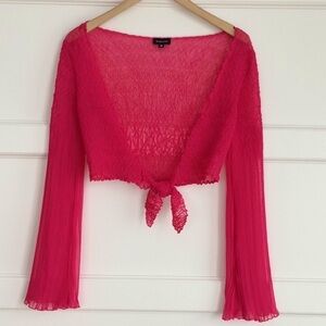 Komarov Crinkled Chiffon Cropped Cardigan / Shrug